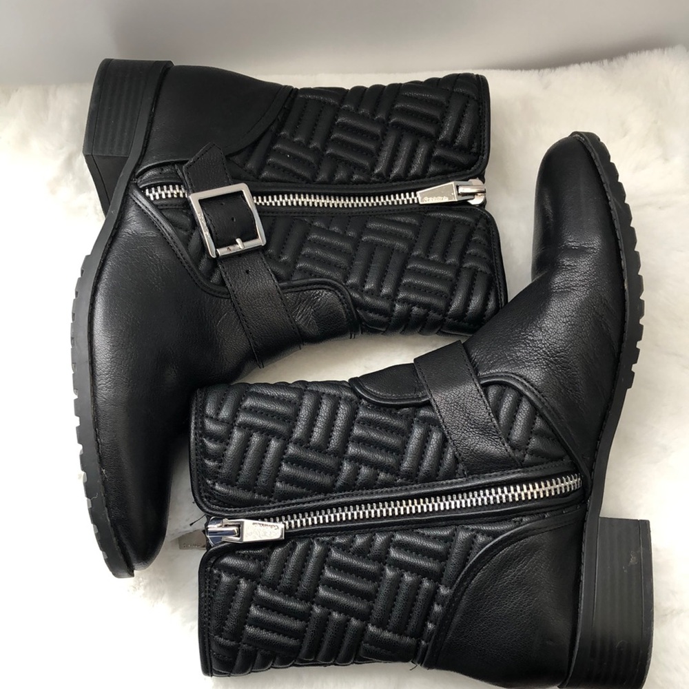 Calvin Klein Rauline quilted leather moto boots